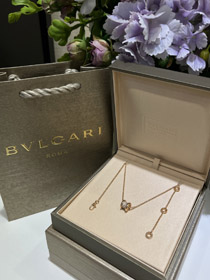 Bulgari rose or plein diamant ressort taille collier-3716  