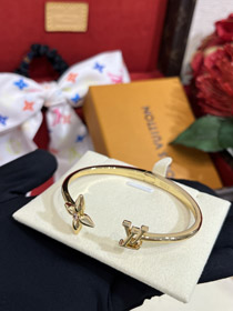 Louis Vuitton LV Rose Quartz Floral Lettre Or Ouvert Bracelet-3720  
