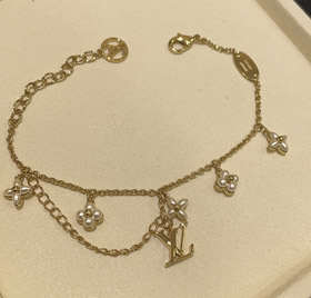 Louis Vuitton LV lettre floral motif perle or bracelet-3724  