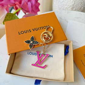 Louis Vuitton LV noir tricolore vieille fleur rose lettre porte-clés-3761  