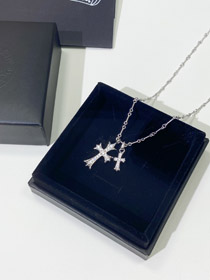 Croix de cœur chromé collier-3778  