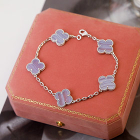 Van Cleef & Arpels quatre feuilles bracelet chalcédone pourpre chanceux-3830