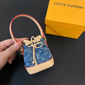 Louis Vuitton LV mini sac en denim seau pendentif porte-clés-3933